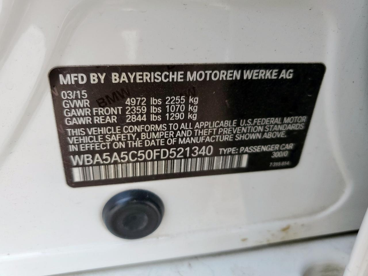 2015 BMW 528 I VIN: WBA5A5C50FD521340 Lot: 56924035