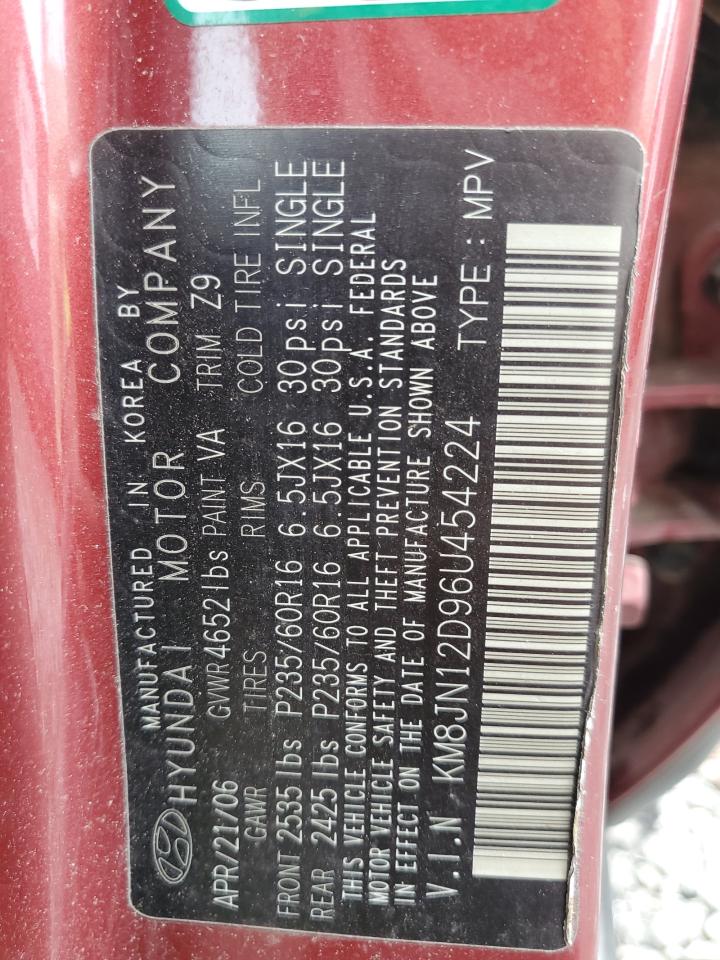 2006 Hyundai Tucson Gls VIN: KM8JN12D96U454224 Lot: 55673305