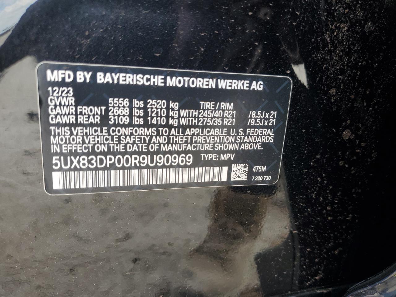 2024 BMW X3 M40I VIN: 5UX83DP00R9U90969 Lot: 56368685