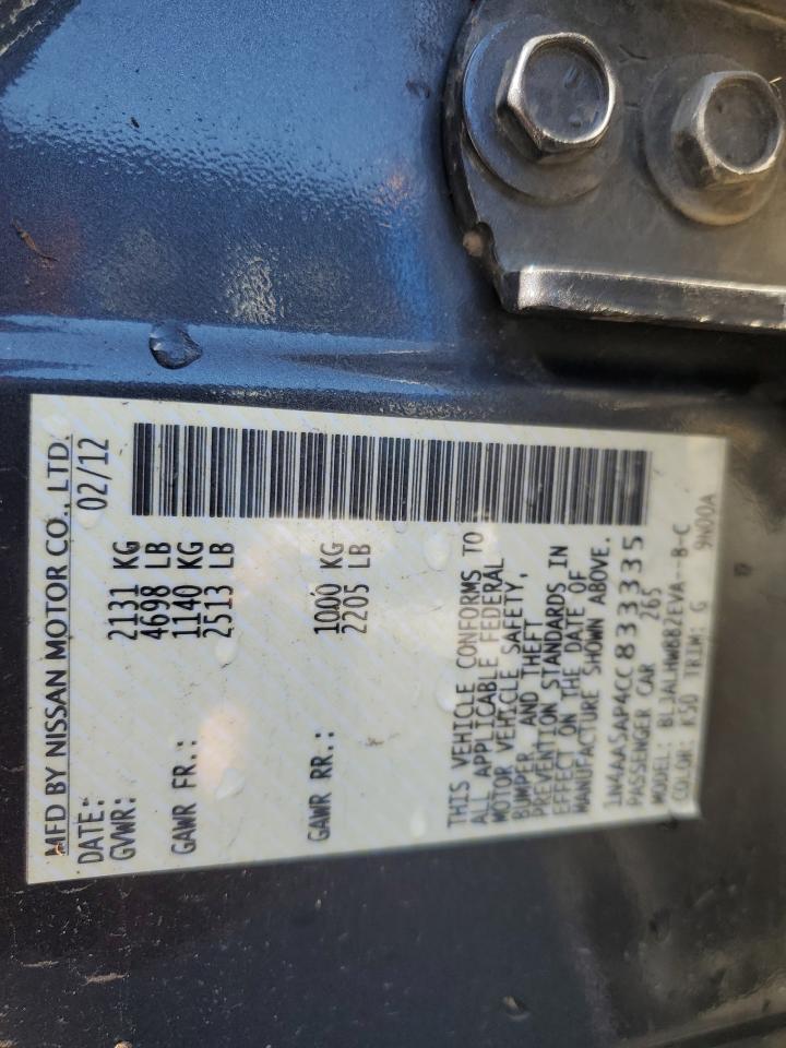 2012 Nissan Maxima S VIN: 1N4AA5AP4CC833335 Lot: 56975135