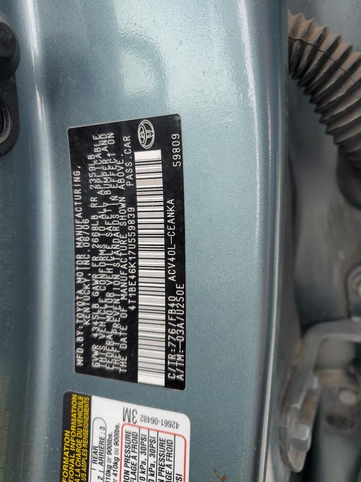 2007 Toyota Camry Ce VIN: 4T1BE46K17U559839 Lot: 83985065