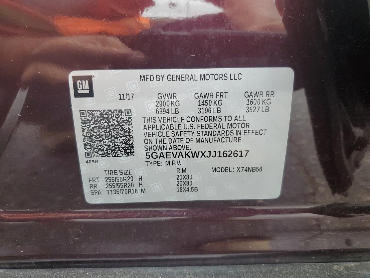2018 Buick Enclave Essence VIN: 5GAEVAKWXJJ162617 Lot: 56826015