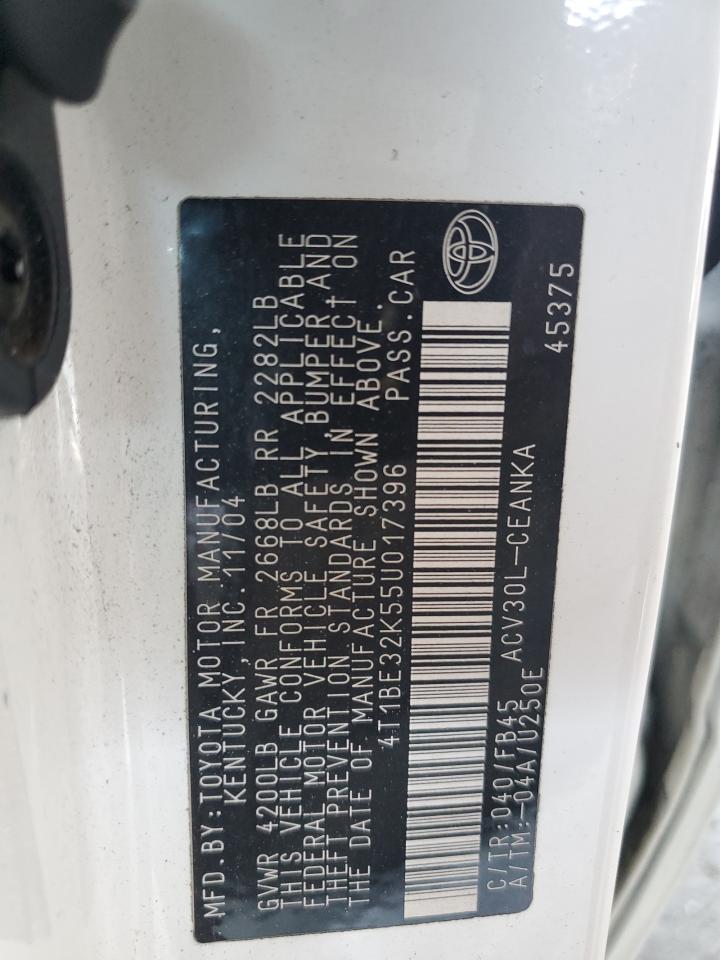 2005 Toyota Camry Le VIN: 4T1BE32K55U017396 Lot: 56883055