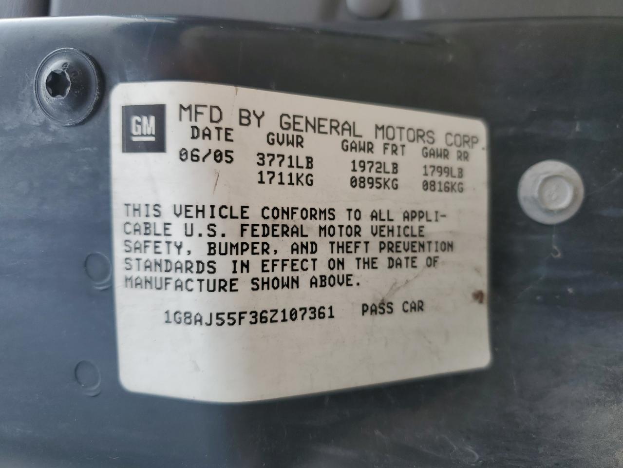 2006 Saturn Ion Level 2 VIN: 1G8AJ55F36Z107361 Lot: 56239075