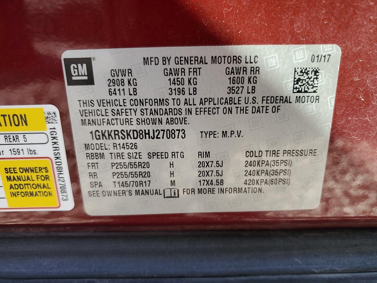 2017 GMC Acadia Limited Slt-2 VIN: 1GKKRSKD8HJ270873 Lot: 57248075