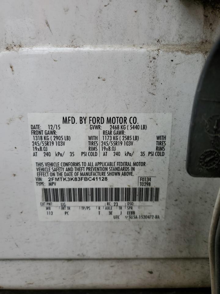 2015 Ford Edge Titanium VIN: 2FMTK3K83FBC41128 Lot: 56569385