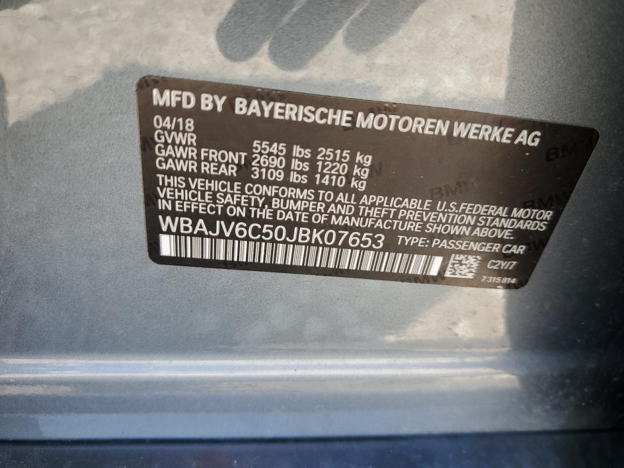 2018 BMW 640 Xigt VIN: WBAJV6C50JBK07653 Lot: 56299285