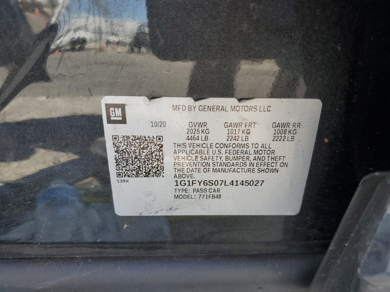 2020 Chevrolet Bolt Ev Lt VIN: 1G1FY6S07L4145027 Lot: 56739335