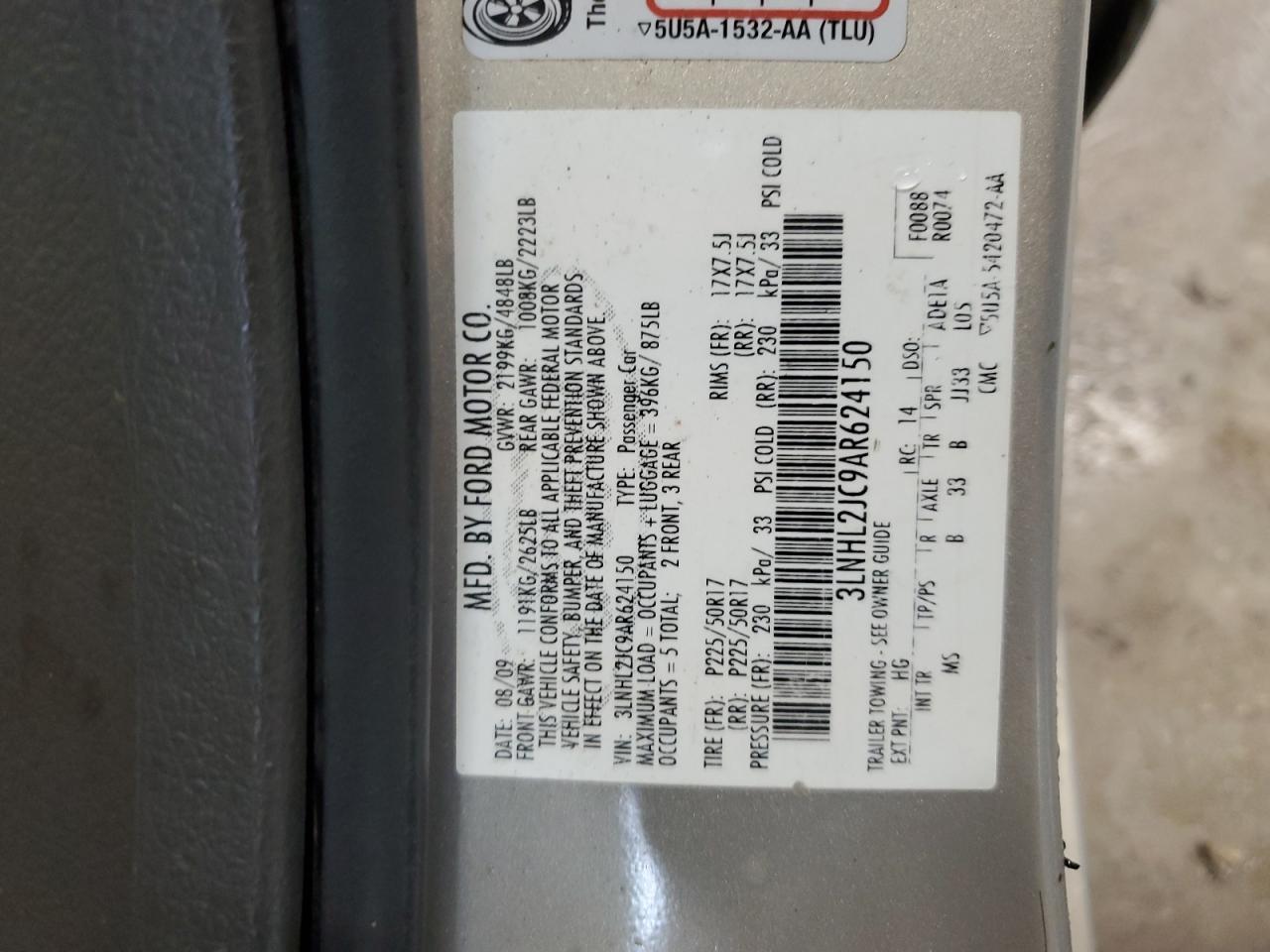 2010 Lincoln Mkz VIN: 3LNHL2JC9AR624150 Lot: 56308345