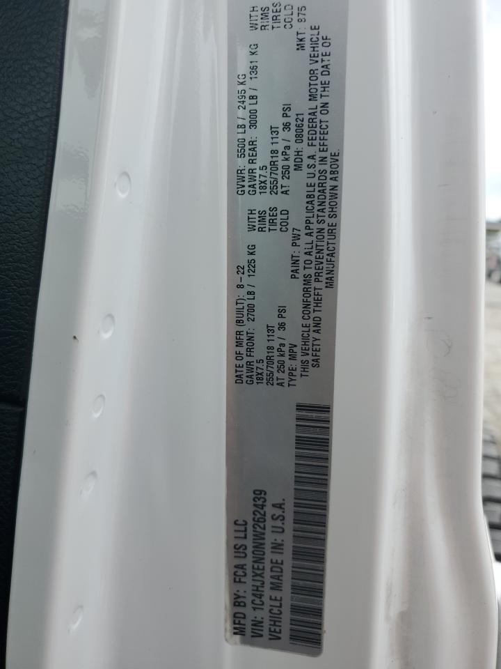2022 Jeep Wrangler Unlimited Sahara VIN: 1C4HJXEN0NW262439 Lot: 57469545