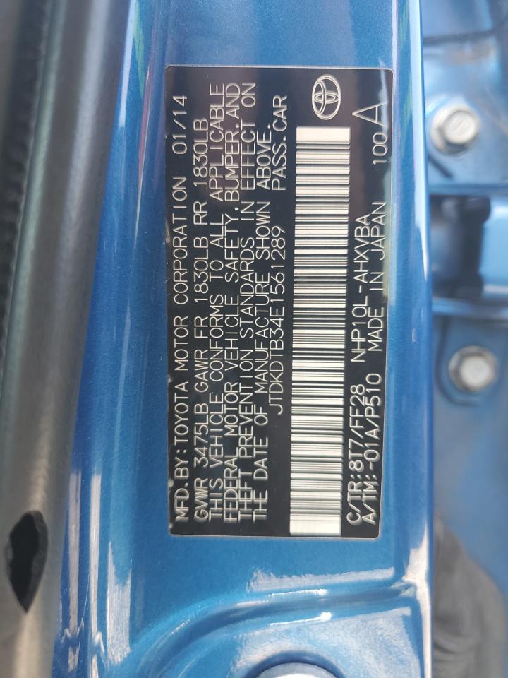 2014 Toyota Prius C VIN: JTDKDTB34E1561289 Lot: 55202605