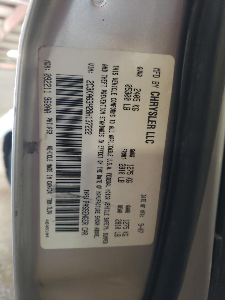 2008 Chrysler 300C VIN: 2C3KA63H28H137222 Lot: 56100925