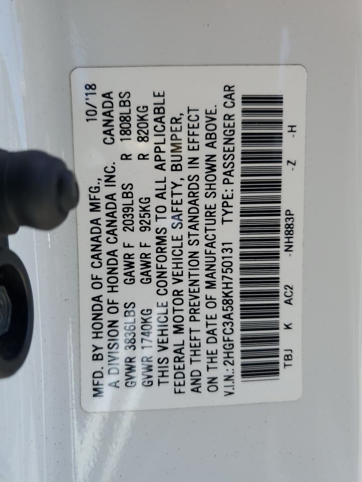 2019 Honda Civic Si VIN: 2HGFC3A58KH750131 Lot: 56989935