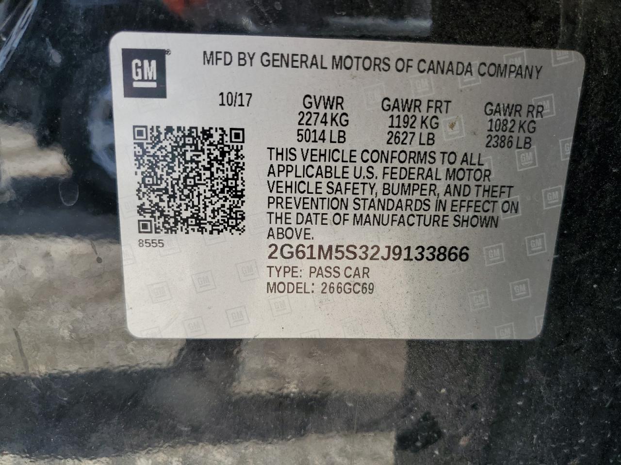 2018 Cadillac Xts Luxury VIN: 2G61M5S32J9133866 Lot: 56390965