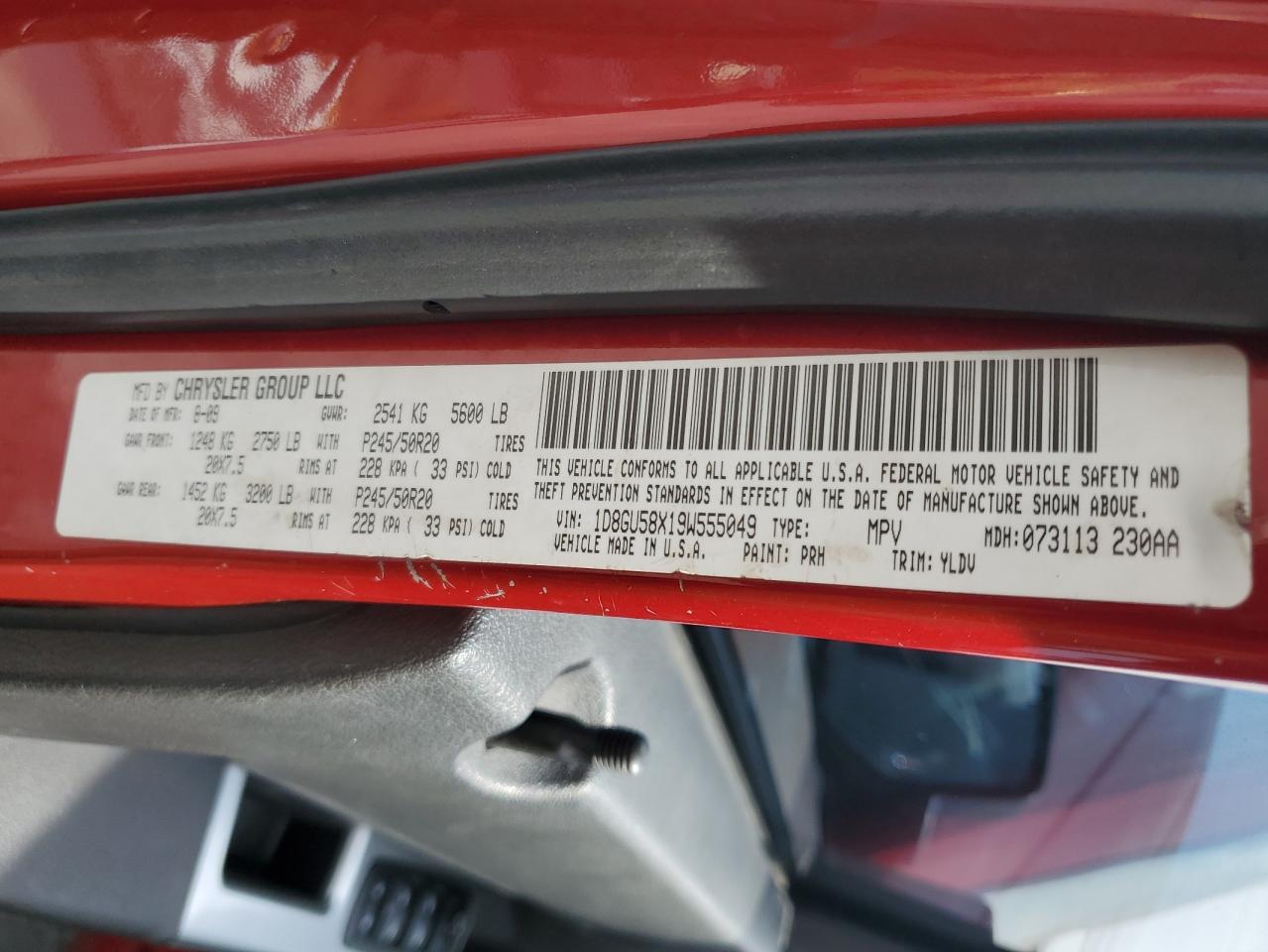 2009 Dodge Nitro R/T VIN: 1D8GU58X19W555049 Lot: 57526135