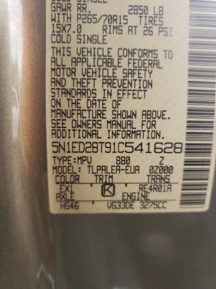 2001 Nissan Xterra Xe VIN: 5N1ED28T91C541628 Lot: 57712125