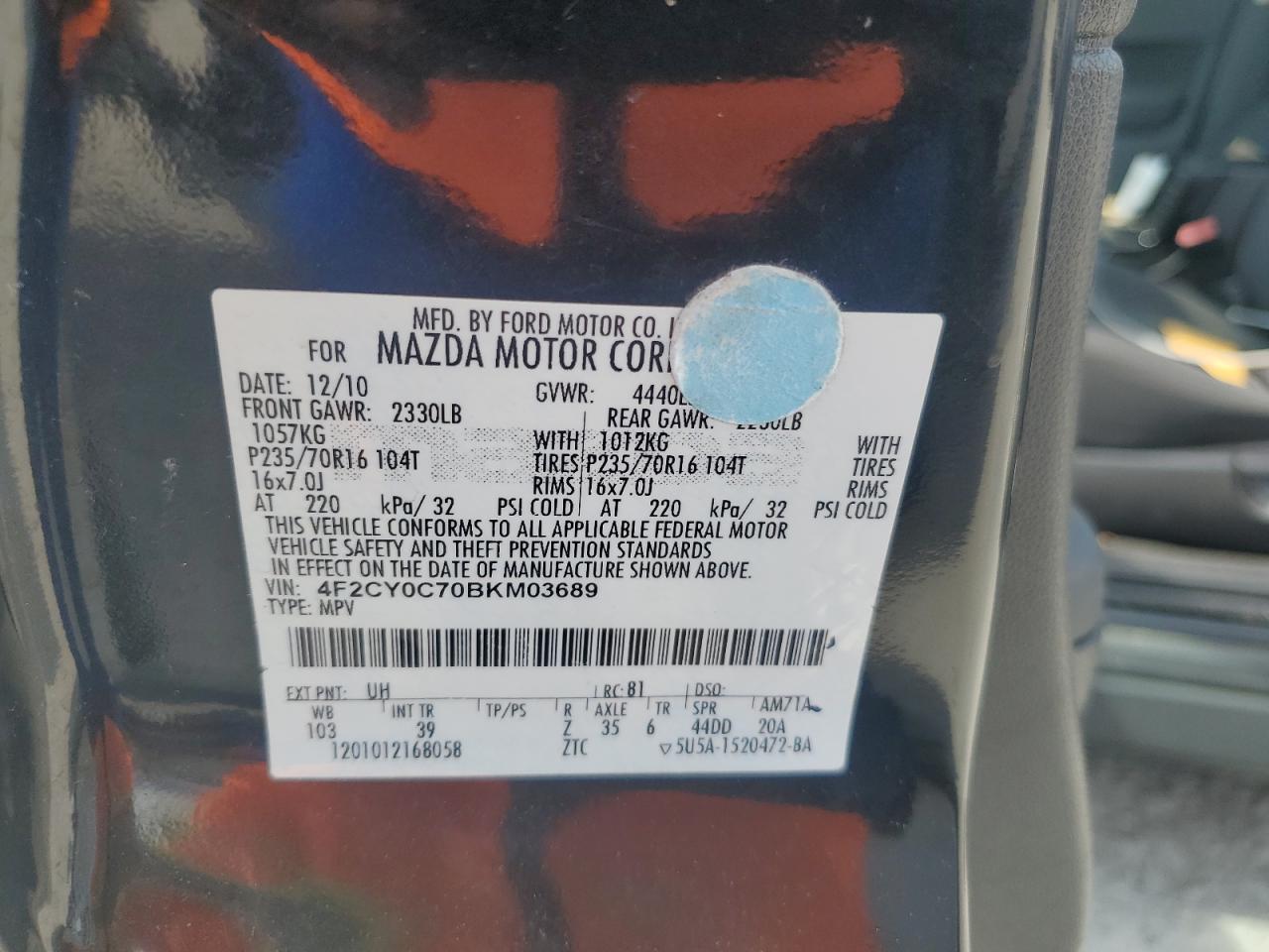 2011 Mazda Tribute I VIN: 4F2CY0C70BKM03689 Lot: 58476695