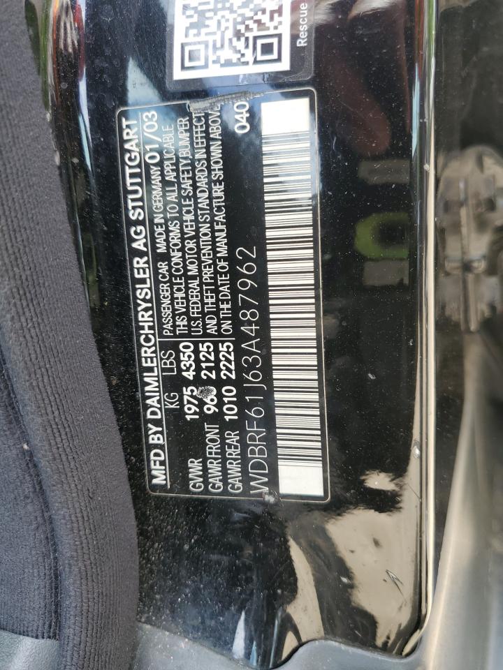 2003 Mercedes-Benz C 240 VIN: WDBRF61J63A487962 Lot: 56416365