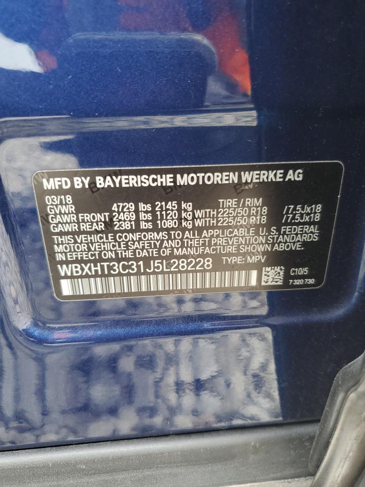 2018 BMW X1 xDrive28I VIN: WBXHT3C31J5L28228 Lot: 56987505