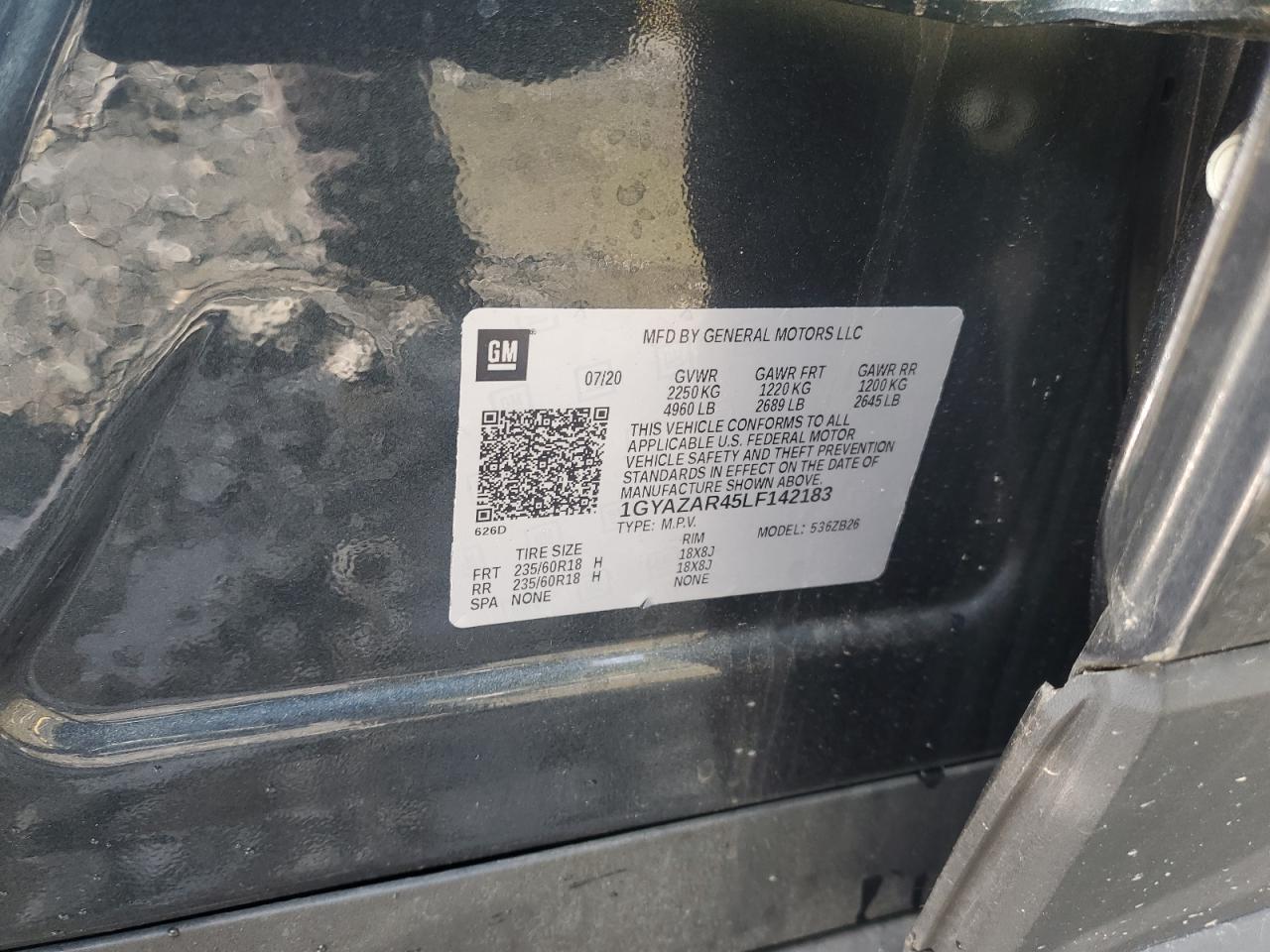 2020 Cadillac Xt4 Luxury VIN: 1GYAZAR45LF142183 Lot: 58820725