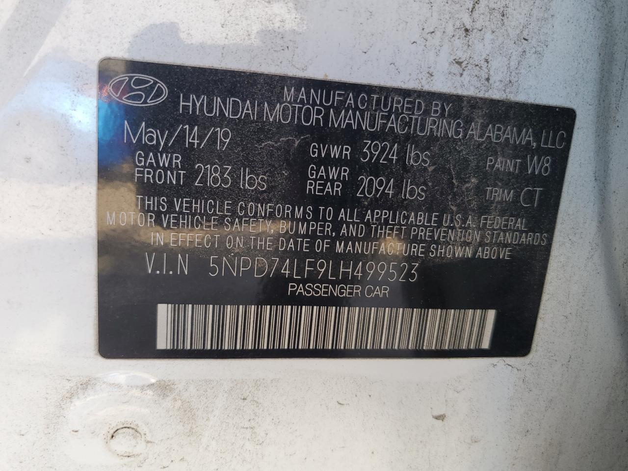 2020 Hyundai Elantra Se VIN: 5NPD74LF9LH499523 Lot: 56740685