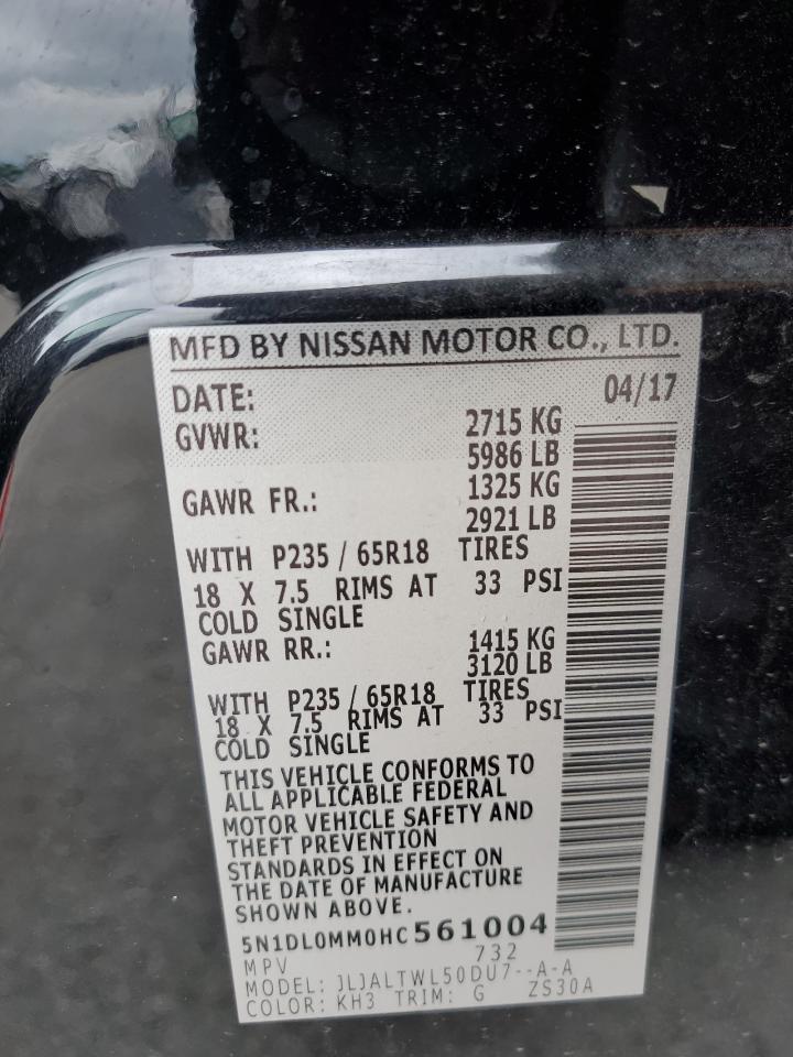 2017 Infiniti Qx60 VIN: 5N1DL0MM0HC561004 Lot: 57288365