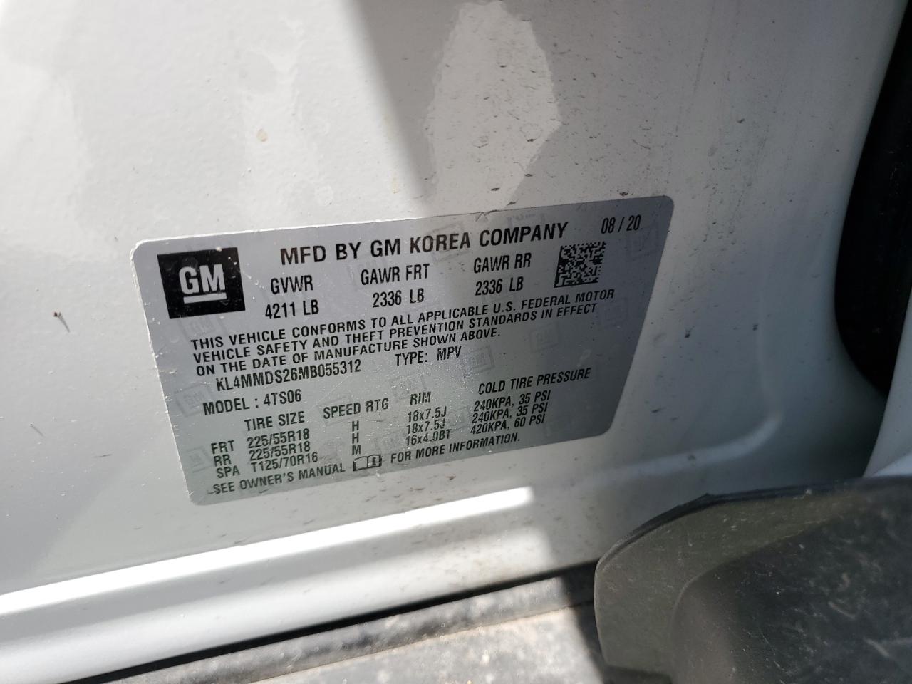 2021 Buick Encore Gx Select VIN: KL4MMDS26MB055312 Lot: 56678715