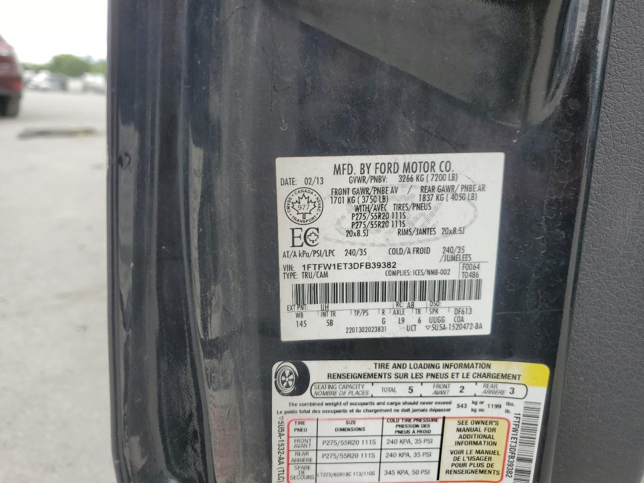 1FTFW1ET3DFB39382 2013 Ford F150 Supercrew