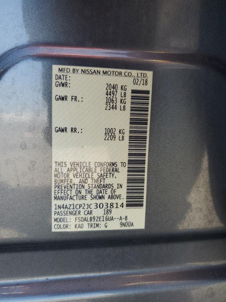 2018 Nissan Leaf S VIN: 1N4AZ1CP2JC303814 Lot: 58406135