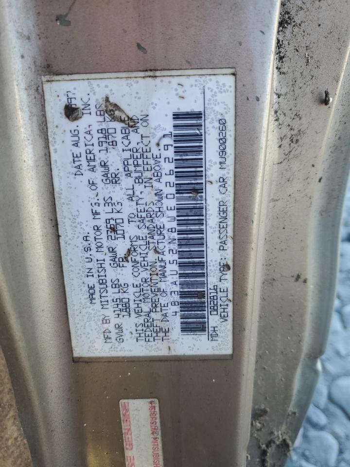 1998 Dodge Avenger Es VIN: 4B3AU52N8WE026291 Lot: 55437335