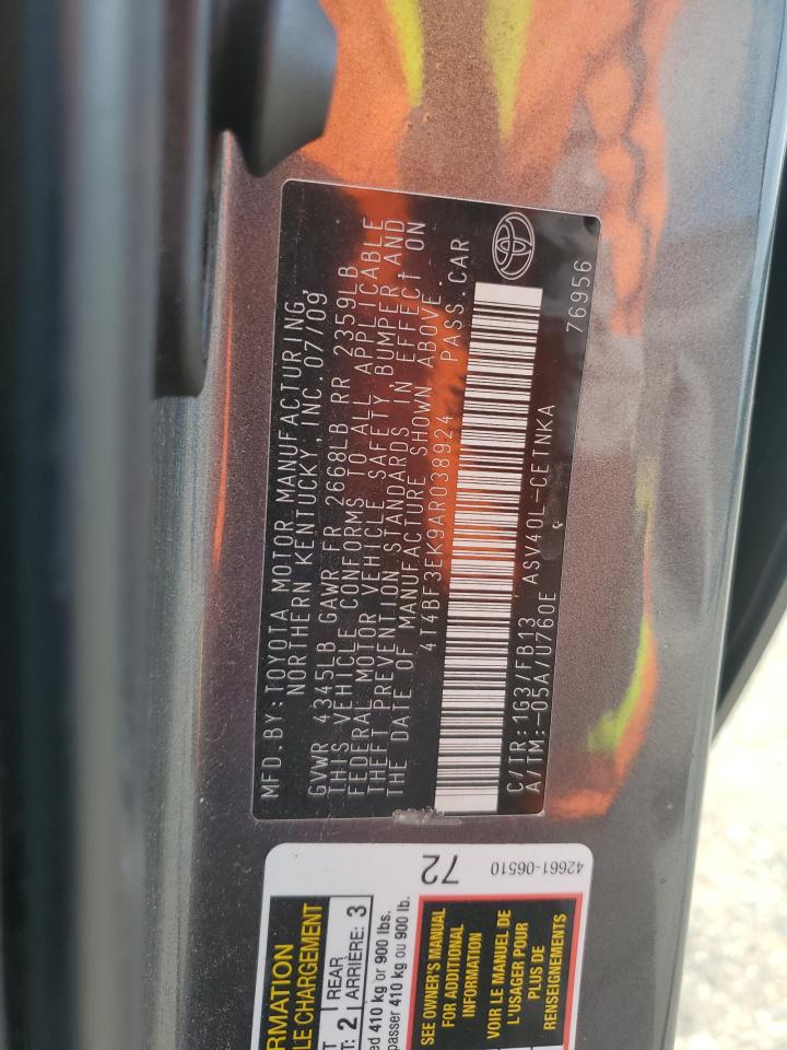 2010 Toyota Camry Base VIN: 4T4BF3EK9AR038924 Lot: 56847635