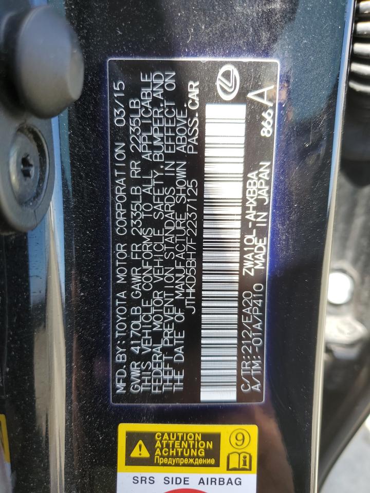 2015 Lexus Ct 200 VIN: JTHKD5BH7F2237125 Lot: 56239215