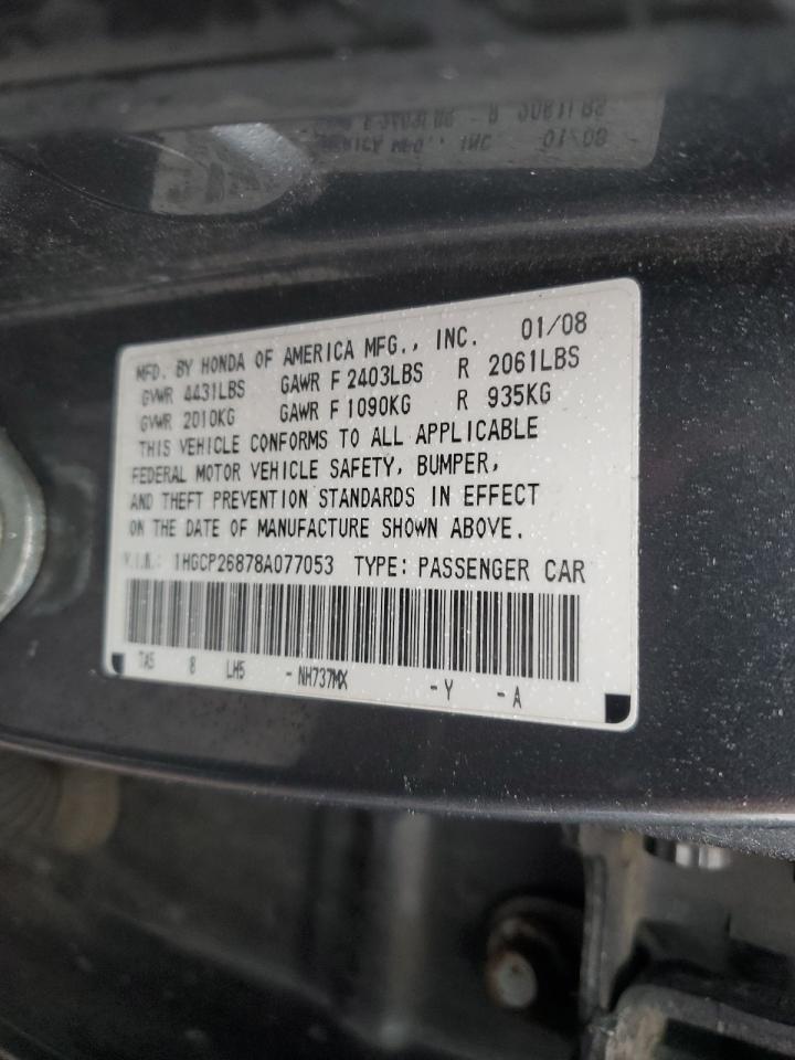 2008 Honda Accord Exl VIN: 1HGCP26878A077053 Lot: 56919675