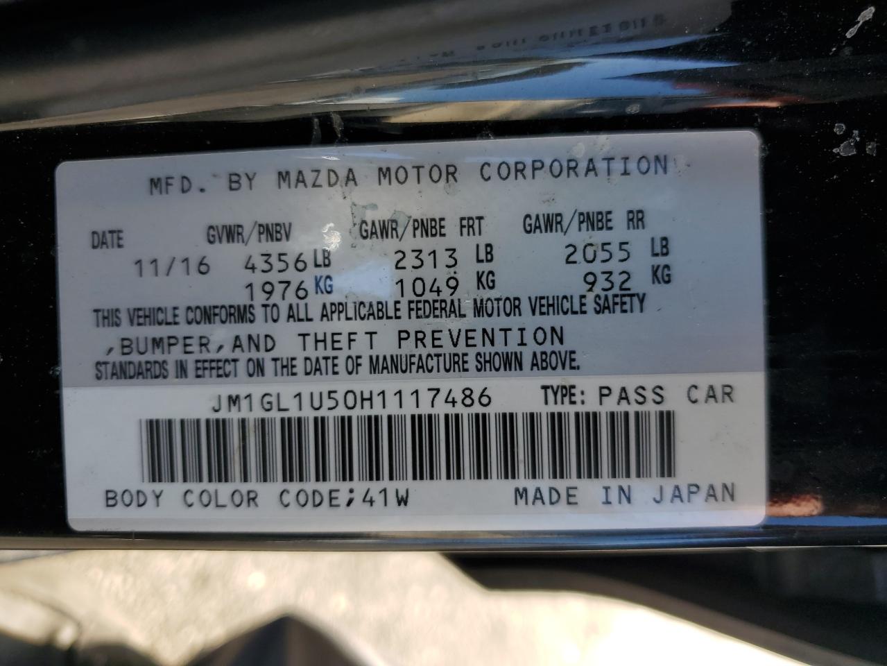2017 Mazda 6 Sport VIN: JM1GL1U50H1117486 Lot: 58010505