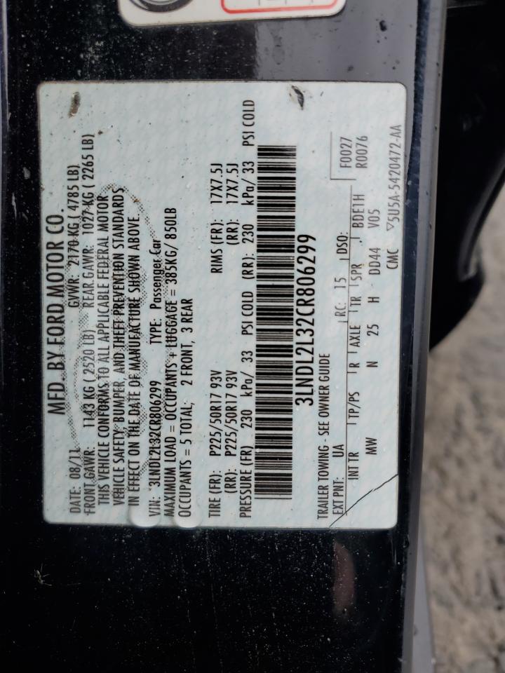2012 Lincoln Mkz Hybrid VIN: 3LNDL2L32CR806299 Lot: 56191035