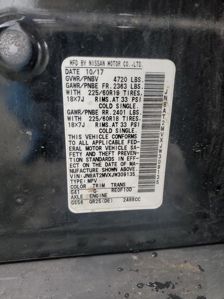 2018 Nissan Rogue S VIN: JN8AT2MVXJW309135 Lot: 57789355