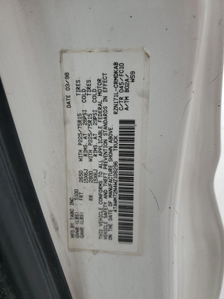 1998 Toyota Tacoma Xtracab VIN: 4TAWM72N4WZ108296 Lot: 56429125