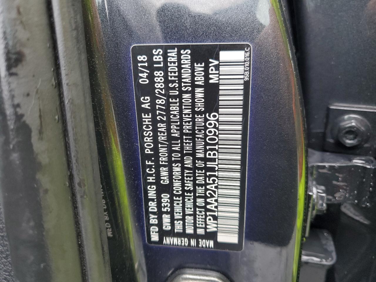 2018 Porsche Macan VIN: WP1AA2A51JLB10996 Lot: 56716675