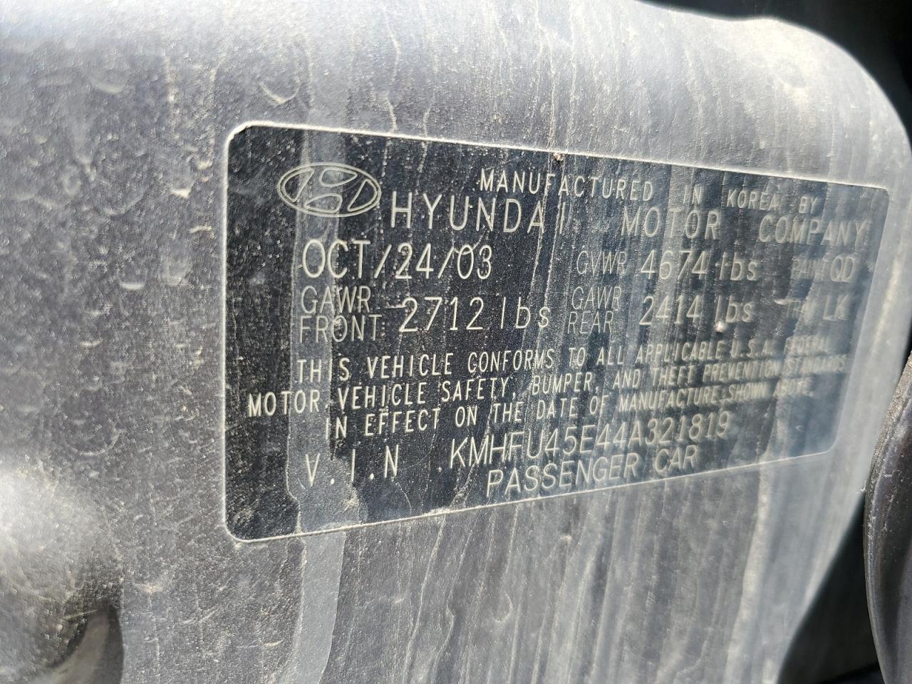 2005 Hyundai Xg 350 VIN: KMHFU45E44A321819 Lot: 56291295
