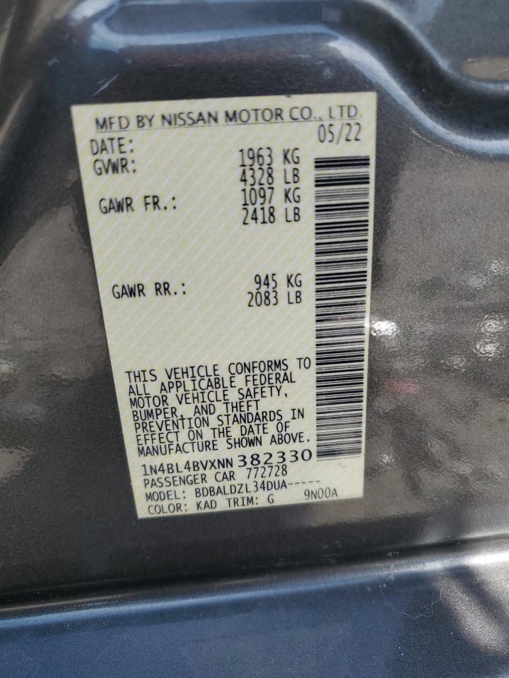 2022 Nissan Altima S VIN: 1N4BL4BVXNN382330 Lot: 55964405