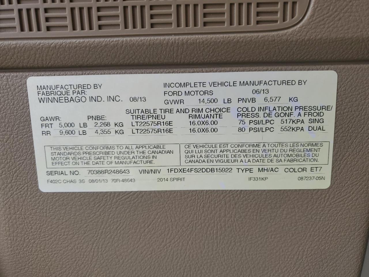 2013 Ford Econoline E450 Super Duty Cutaway Van VIN: 1FDXE4FS2DDB15922 Lot: 56693525