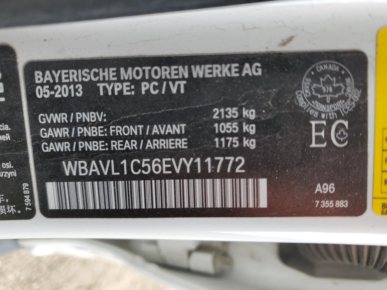 2014 BMW X1 xDrive28I VIN: WBAVL1C56EVY11772 Lot: 57272655