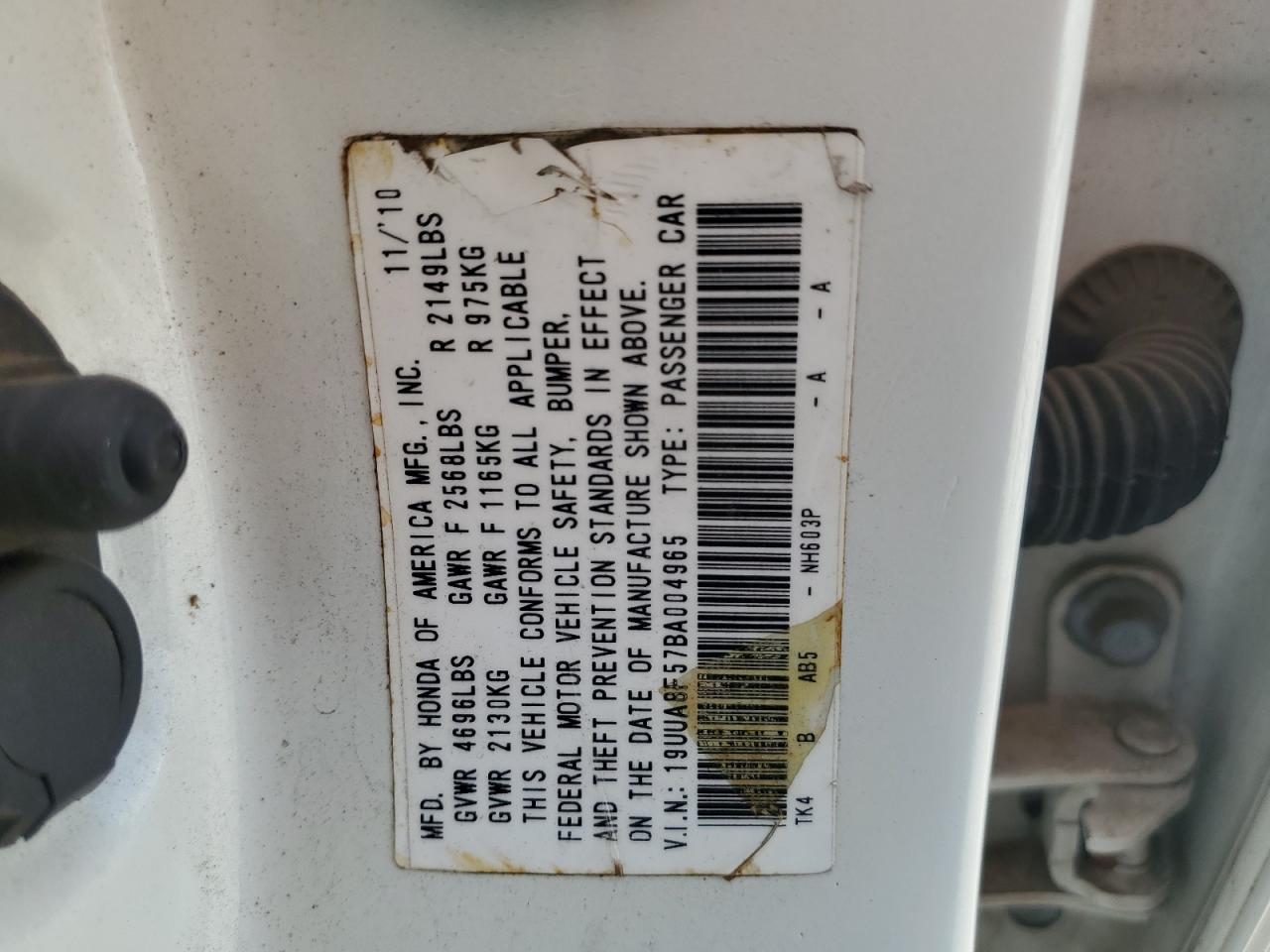 2011 Acura Tl VIN: 19UUA8F57BA004965 Lot: 57291675