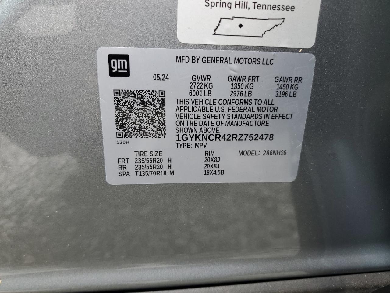 2024 Cadillac Xt5 Premium Luxury VIN: 1GYKNCR42RZ752478 Lot: 56767495