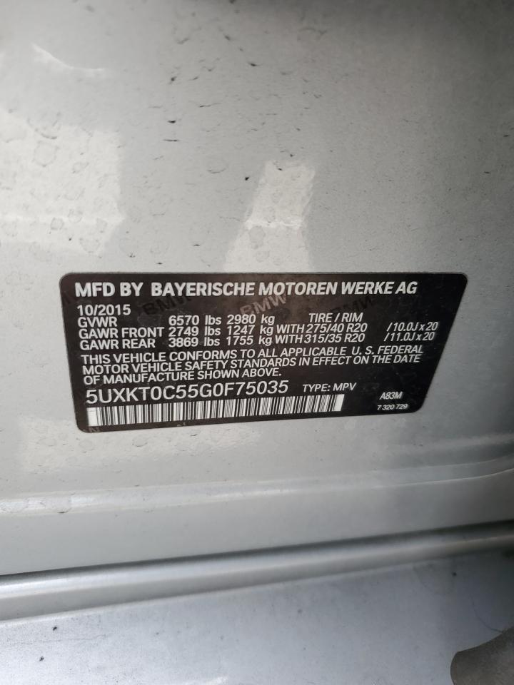 2016 BMW X5 Xdr40E VIN: 5UXKT0C55G0F75035 Lot: 56699635