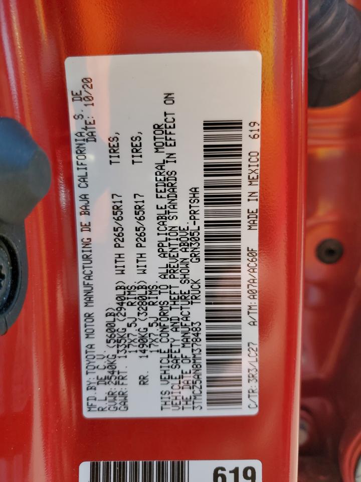 2021 Toyota Tacoma Double Cab VIN: 3TMCZ5AN8MM378483 Lot: 55625735