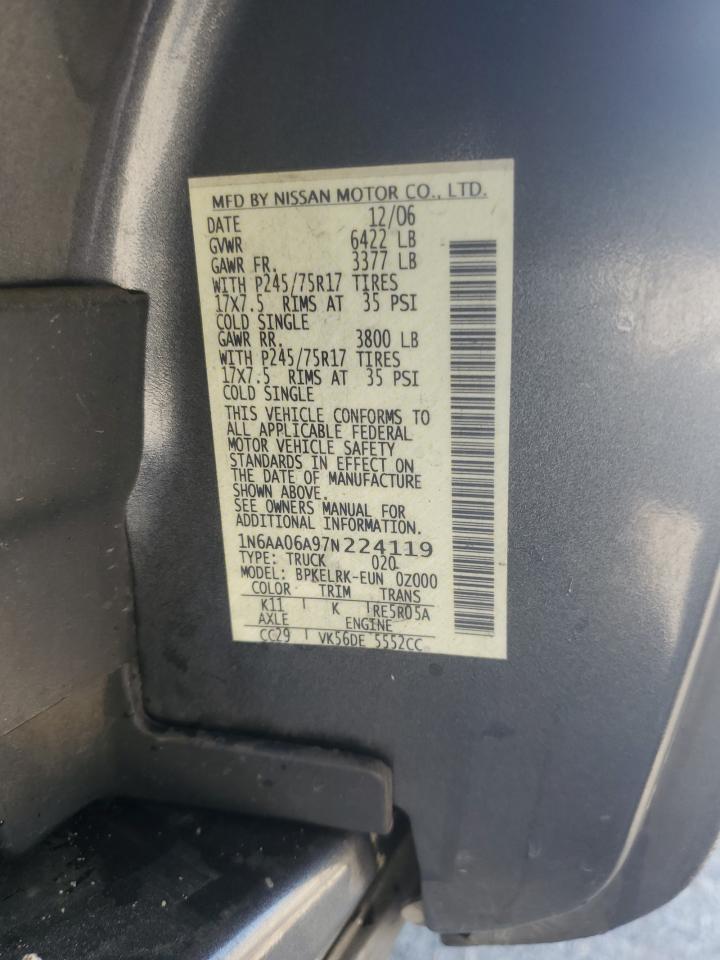 2007 Nissan Titan Xe VIN: 1N6AA06A97N224119 Lot: 63794455