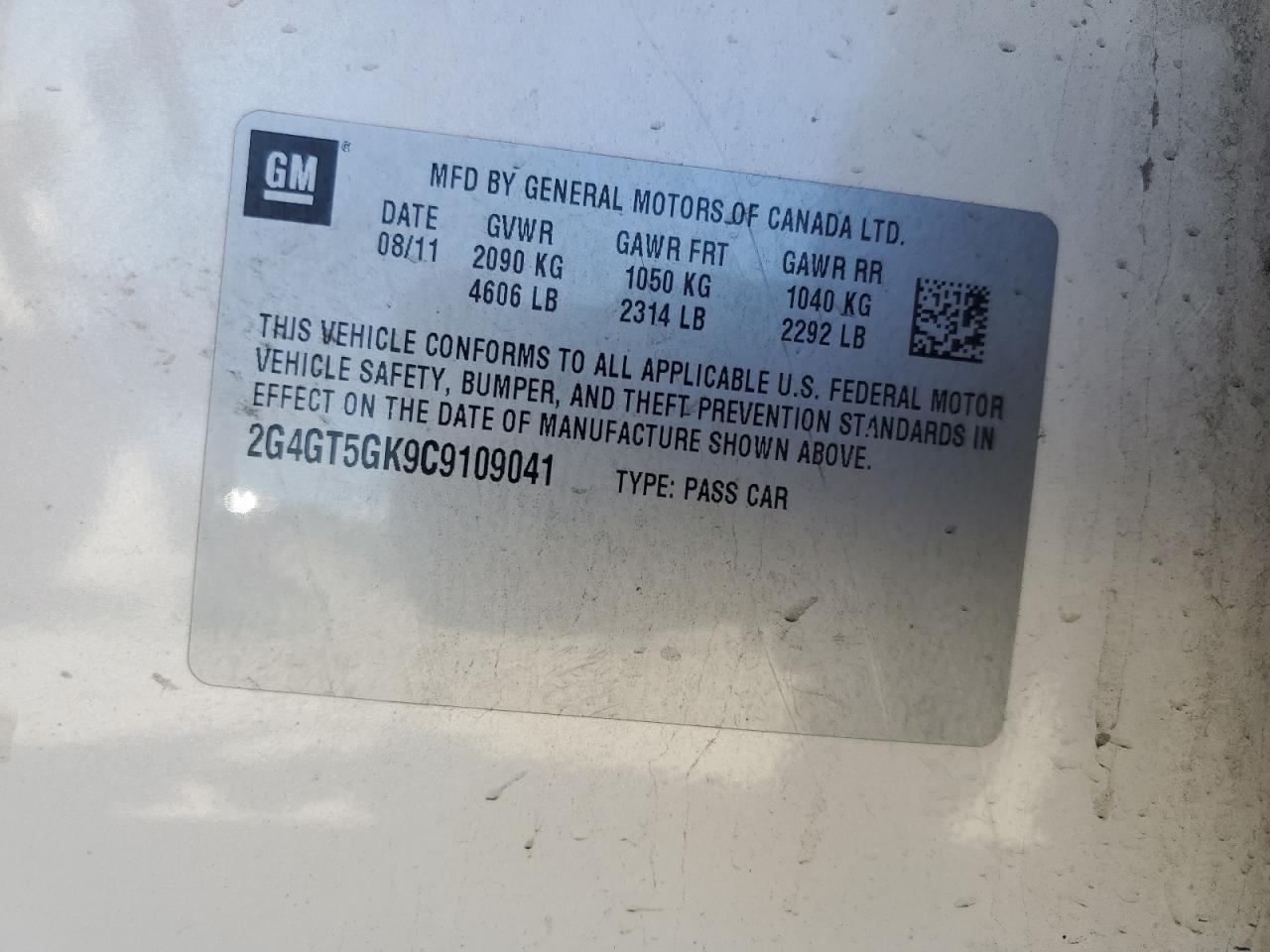 2012 Buick Regal Premium VIN: 2G4GT5GK9C9109041 Lot: 58428015