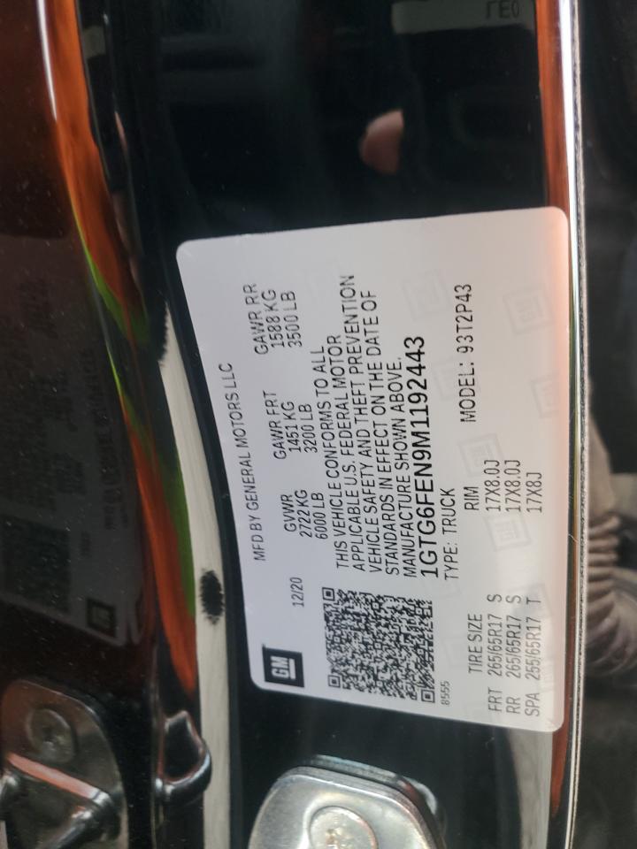 2021 GMC Canyon At4 VIN: 1GTG6FEN9M1192443 Lot: 54955745