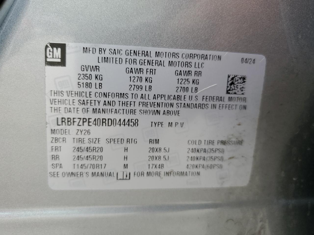2024 Buick Envision Essence VIN: LRBFZPE40RD044458 Lot: 57523605